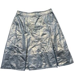 Charles Nolan Floral Jacquard Inverted Pleated Skirt Gold Metallic Coated